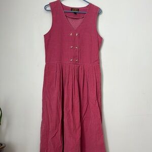 Vintage Eddie Bauer Women’s Corduroy Cottagecore Jumper Dress Pink size S